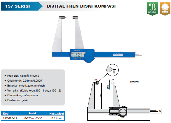 ACCUD 157-005-11 Dijital Fren Diski Kumpası 157 Serisi