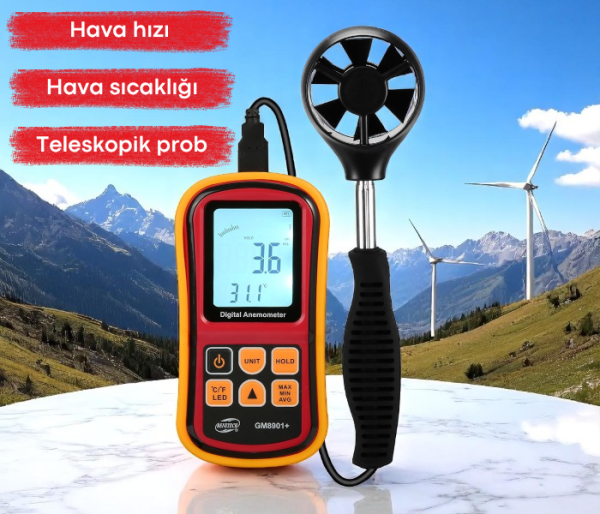 Benetech GM8901+ Rüzgar Hızı ve Sıcaklık Ölçer