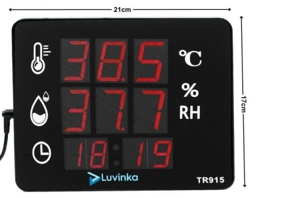 Luvinka TR915 Dijital Termo&Higrometre | Saat-Alarm-21cm Ekran
