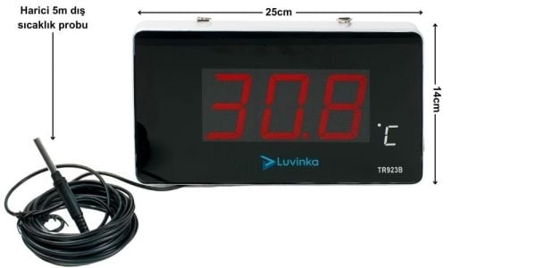 Luvinka TR923B Dijital Havuz Termometresi | Alarm-25cm Ekran