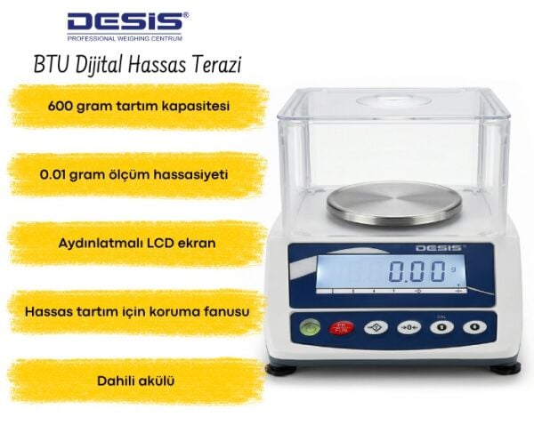 Desis BTU Dijital Hassas Terazi 600GR | 0.01GR