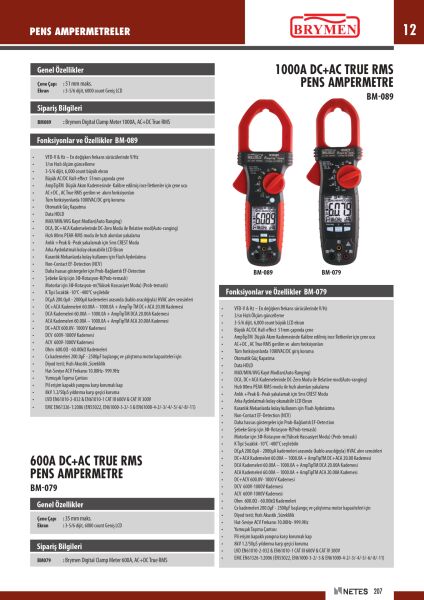 Brymen BM-089 1000A Ac/Dc True Rms Pensampermetre