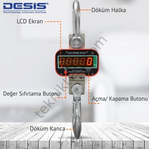 Desis OCS-A Dijital Vinç Baskülü - Hassasiyet:5 kg. Max: 10 ton.