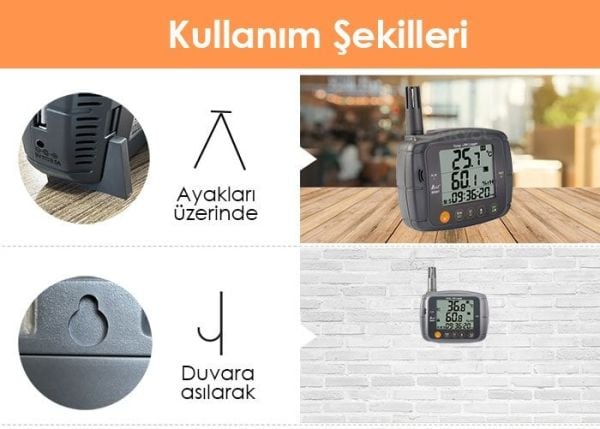 AZ 88081 Profesyonel Sıcaklık ve Nem Ölçer | Kayıt Özellikli